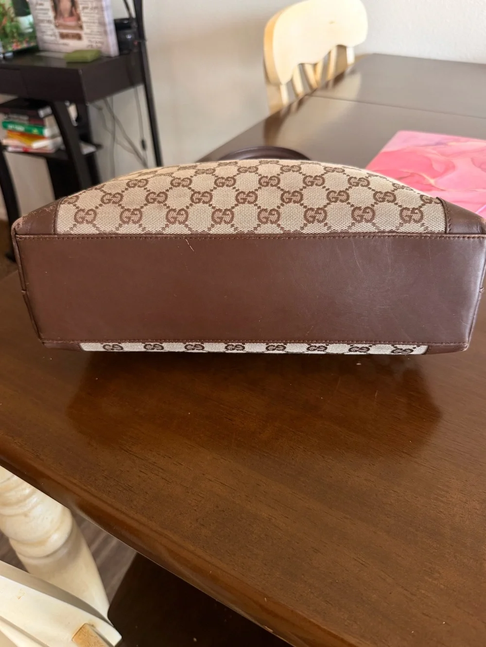 Gucci Beige and Brown GG Canvas Shoulder Bag